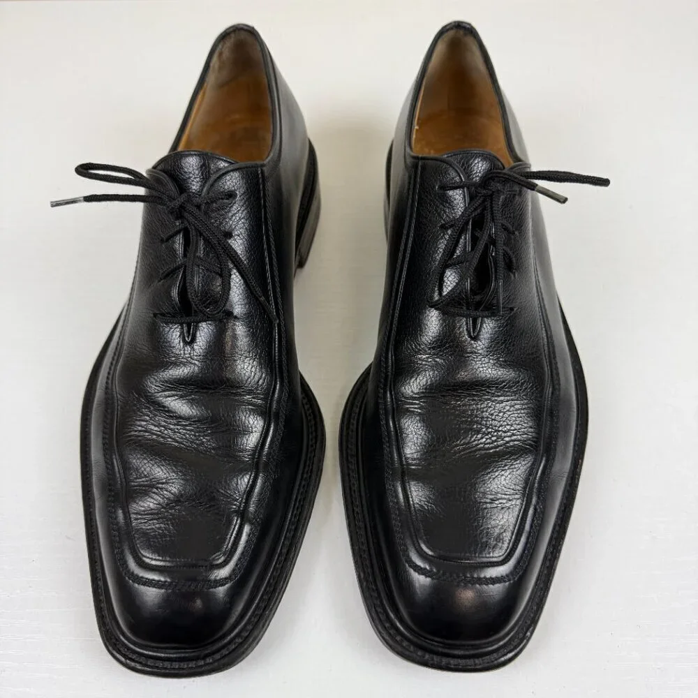 A Testoni Men's Lace Up Black Leather Oxfords